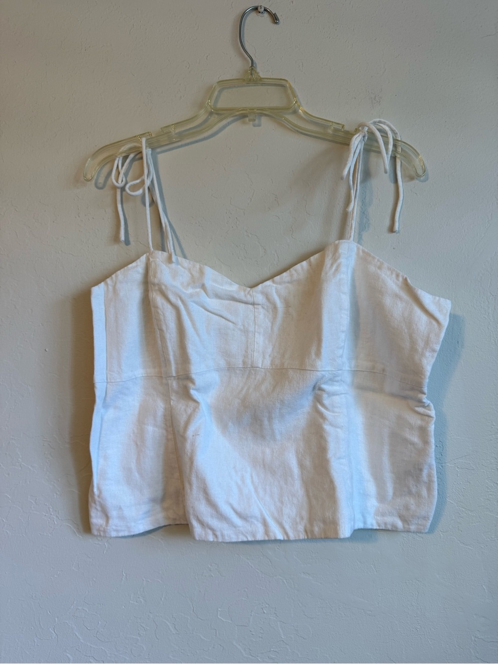 Old Navy White Tie-Shoulder Linen-Blend Crop Camisole